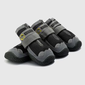 Pet Non-Skid Booties, Waterproof Socks Breathable Non-Slip with 3m Reflective Adjustable Strap Small to Large Size (4PCS/Set) Paw Protector (Color: black)