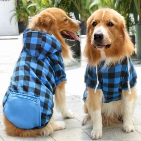 Plaid Dog Hoodie Pet Clothes Sweaters with Hat and Pocket Christmas Classic Plaid Small Medium Dogs Dog Costumes (colour: Zipper pocket coat blue black plaid)