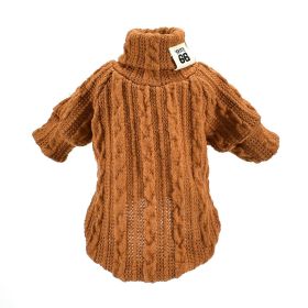 Pet Turtleneck Knitted Sweater Winter Dog Cat Keep Warm (Color: khaki)